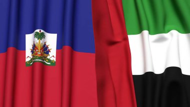 HAITI ve BAE bayrakları gerçekçi kumaş dokusuyla