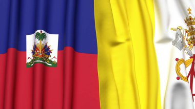 HAITI ve VATICAN bayrakları gerçekçi kumaş dokusuna sahip