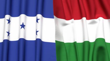 HONDURAS Bayrakları ve gerçekçi kumaş dokusuna sahip HUNGARY