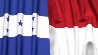 HONDURAS Bayrakları ve gerçekçi kumaş dokusuna sahip INDONEZYA