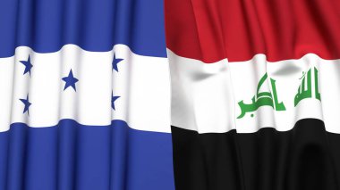 Gerçek kumaş dokusuna sahip HONDURAS ve IRAQ bayrakları