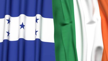 Gerçek kumaş dokusuna sahip HONDURAS ve İRELAND bayrakları