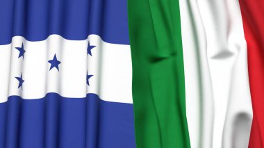Gerçek kumaş dokusuna sahip HONDURAS ve İTALYA bayrakları