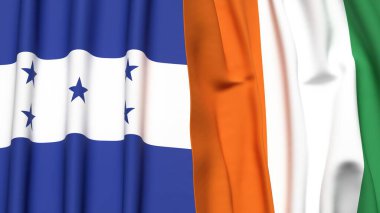 HONDURAS Bayrakları ve gerçekçi kumaş dokusuna sahip IVORY Kıyı