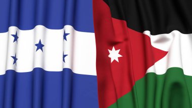 HONDURAS ve JORDAN bayrakları gerçekçi kumaş dokusuyla