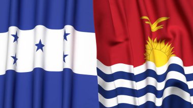 HONDURAS ve KIRIBATI bayrakları gerçekçi kumaş dokusuyla