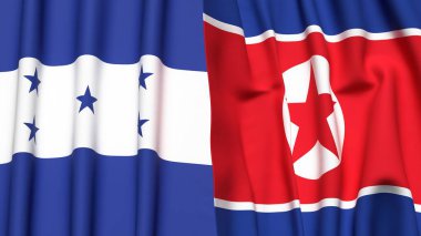 HONDURAS Bayrakları ve KOREA Kuzey Gerçekçi kumaş dokusuyla