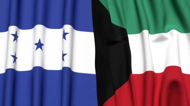 HONDURAS ve KUWAIT bayrakları gerçekçi kumaş dokusuyla
