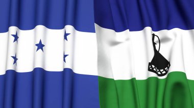 HONDURAS Bayrakları ve gerçekçi kumaş dokusuna sahip LESOTHO