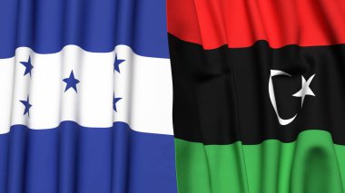 HONDURAS Bayrakları ve gerçekçi kumaş dokusuna sahip LIBYA