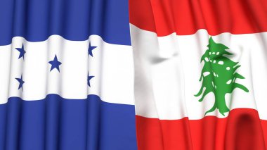 Gerçekçi kumaş dokusuna sahip HONDURAS ve LEBANON bayrakları