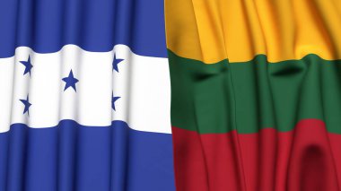 Gerçekçi kumaş dokusuna sahip HONDURAS ve LITHUANIA bayrakları