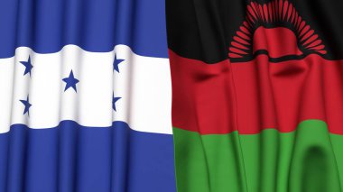 HONDURAS ve MALAWI bayrakları gerçekçi kumaş dokusuyla