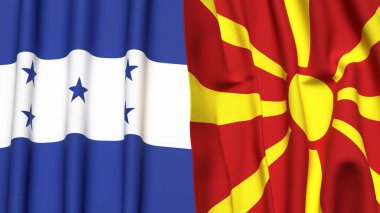 HONDURAS ve MACEDONIA bayrakları gerçekçi kumaş dokusuyla