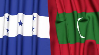 HONDURAS ve MALDIVES bayrakları gerçekçi kumaş dokusuyla