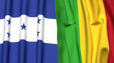 HONDURAS ve MALI bayrakları gerçekçi kumaş dokusuyla