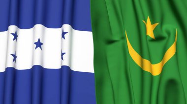 HONDURAS ve MAURITANIA bayrakları gerçekçi kumaş dokusuyla