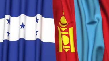 HONDURAS Bayrakları ve gerçekçi kumaş dokusuna sahip Moğollar