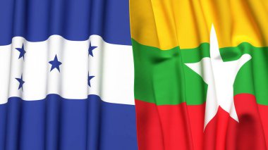 HONDURAS ve Myanmar bayrakları gerçekçi kumaş dokusuyla