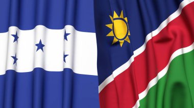 HONDURAS ve NAMIBIA bayrakları gerçekçi kumaş dokusuyla