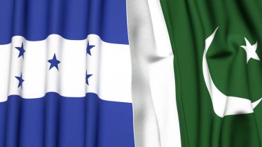 HONDURAS Bayrakları ve gerçekçi kumaş dokusuna sahip PAKISTAN