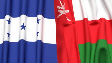 HONDURAS Bayrakları ve gerçekçi kumaş dokusuna sahip OMAN