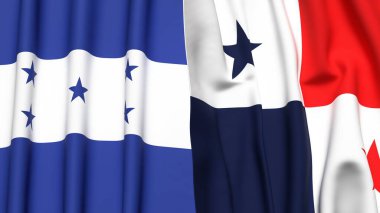 HONDURAS ve Panama 'nın gerçekçi kumaş dokusuna sahip bayrakları