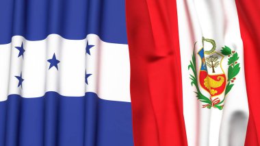 HONDURAS ve Peru 'nun gerçekçi kumaşlı bayrakları