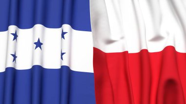 Gerçek kumaş dokusuna sahip HONDURAS ve POLAND bayrakları