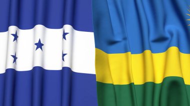 HONDURAS ve Rwanda bayrakları gerçekçi kumaş dokusuyla