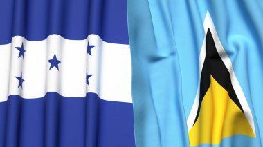 HONDURAS Bayrakları ve gerçekçi kumaş dokusuna sahip Aziz LUCIA