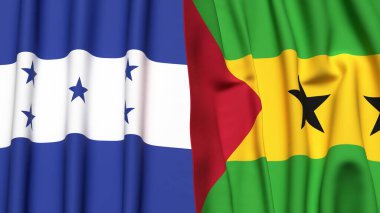 HONDURAS Bayrakları ve gerçekçi kumaş dokusuna sahip SAO TOME