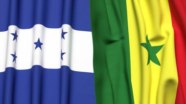 HONDURAS ve SENEGAL bayrakları gerçekçi kumaş dokusuyla