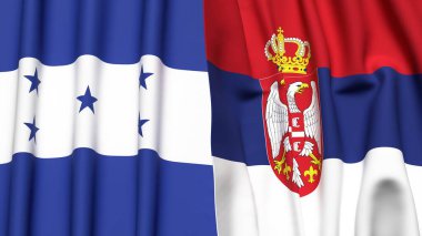Gerçek kumaş dokusuna sahip HONDURAS ve SERBIA bayrakları