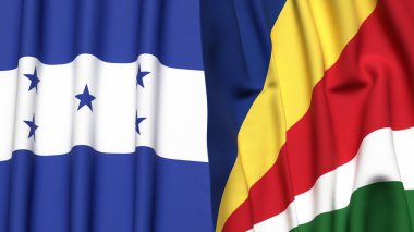 HONDURAS Bayrakları ve gerçekçi kumaş dokusuna sahip SEYCHELLES