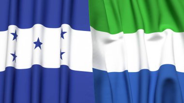 Gerçek kumaş dokusuna sahip HONDURAS ve SIERRA LEone bayrakları