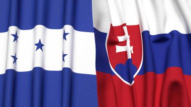 Gerçek kumaş dokusuna sahip HONDURAS ve SLOVAKIA bayrakları