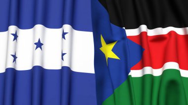 HONDURAS Bayrakları ve gerçekçi kumaş dokusuna sahip Güney Sudan Bayrakları