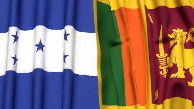 HONDURAS ve SRI LANKA bayrakları gerçekçi kumaş dokusuyla