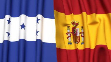 Gerçek kumaş dokusuna sahip HONDURAS ve İSPIN bayrakları