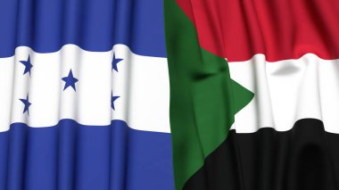 HONDURAS ve Sudan bayrakları gerçekçi kumaş dokusuyla