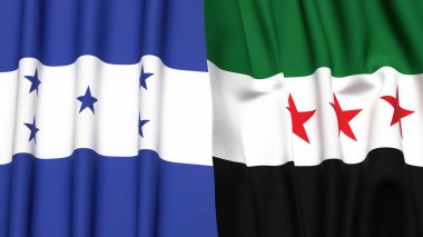 HONDURAS ve SyRIA bayrakları gerçekçi kumaş dokusuyla