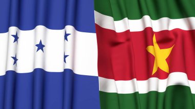 HONDURAS ve SURINAME bayrakları gerçekçi kumaş dokusuyla