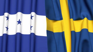 HONDURAS Bayrakları ve gerçekçi kumaş dokusuna sahip SWEDEN