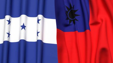 Gerçek kumaş dokusuna sahip HONDURAS ve Tayvan bayrakları