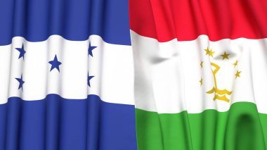 HONDURAS ve TAJIKISTAN bayrakları gerçekçi kumaş dokusuyla