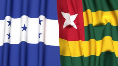 HONDURAS ve TOGO bayrakları gerçekçi kumaş dokusuyla