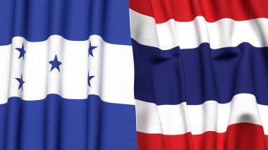 HONDURAS ve THAILAND bayrakları gerçekçi kumaş dokusuyla