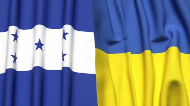 Gerçek kumaş dokusuna sahip HONDURAS ve UKRAINE bayrakları