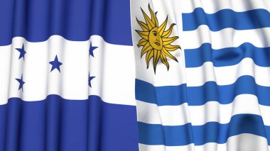 HONDURAS ve Uruguay bayrakları gerçekçi kumaş dokusuyla
